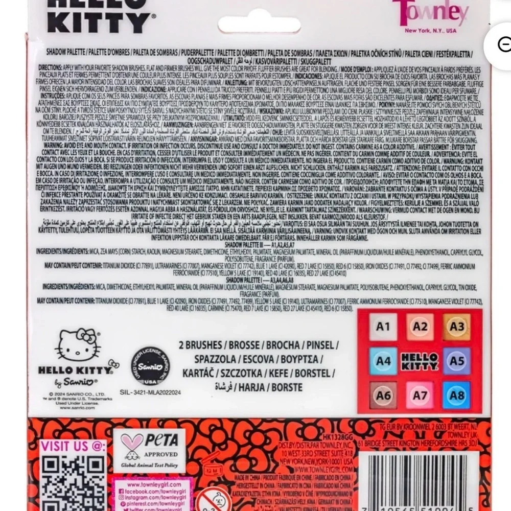Hello Kitty Glitter Eyeshadow Palette - Red and Silver